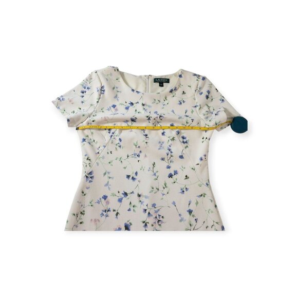 Ralph Lauren Floral Print White & Blue Short Sleeve Fit & Flare Dress Size 6 - Picture 10 of 11